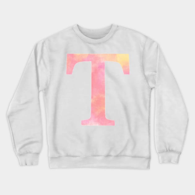 The Letter T Orange and Pink Design Crewneck Sweatshirt by Claireandrewss